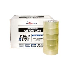 LifeSupplyUSA 36 Rolls Heavy Duty Packing Tape 2" x 110 Yards 3.1 mil - Transparent - Bubble Free, Adhesive, for Shipping/Moving/Storage/Box Carton Packaging Seal (1 Pack)