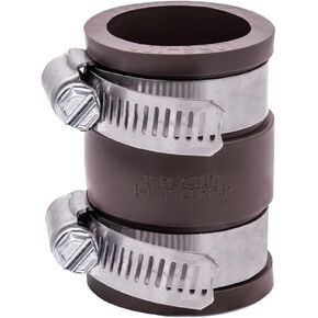 Fernco 1056-100 1-in. Flexible PVC Pipe Coupling for Plastic and Copper Plumbing Connections in Brown