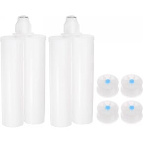 uxcell 2Pcs Epoxy Gun Adhesive Cartridge, 220mm Plastic Resin Mixer Dual Glue Cartridge with Gray Piston for 400ml/13.5oz 1:1 AB Glue Adhesive Gun in Saudi Arabia