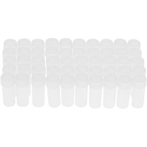 Hilitand 50Pcs 5ml Volume Plastic Sample Bottles Small Storage Container Test Tube Vial Storage Container 15mmx40mm/0.59x1.57inch