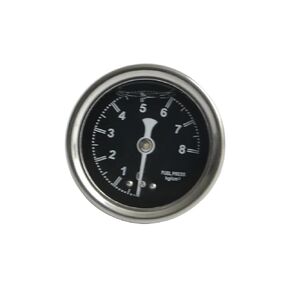 Fuel Pressure Gauge, Shock-Proof Glycerin Filled Pressure Gauge, 1/8 NPT Brass Back Mount, for Measuring Water Air Hydraulic Pressure