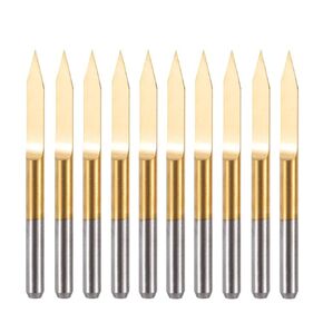 45 Degree V-shape Engraver Titanium Coated Flat Bottom Cutting Tool PCB Engraving Bits for PCB Wood Acrylic Aluminum 10PCS