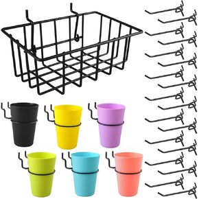 G.CORE Pegboard Bins Baskets Organizer with Peg Board Hooks Cups - Fit 1/8" & 1/4" Pegs - 27PC Peg Organizer Kit Holders & Hangers for Garage Craftroom Tool Hanging Display Storage Organization