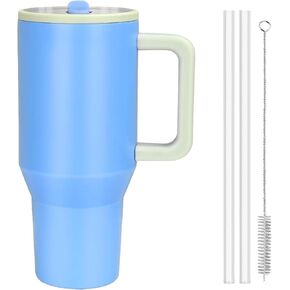 40 oz Tumbler with Handle Flip Straw | Rubber Base Straw | 100% Leak Resistant Water Bottle | Insulated Cup Reusable Stainless Steel Water Bottle Travel Mug (A-Black White Check, 40oz)