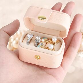 Small Travel Jewelry Box For Ring Stud Earring, Mini Jewelry Ring Holder for Multiple Rings, Portable Jewelry Storage Organizer Case (Pink)
