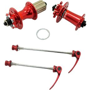 JOY INDUSTRIAL NOVATEC D791SB + D792SB MTB 28 Hole Disc Hubs w/Skewers,1 Pair, Red, NA2355
