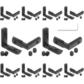 20Pcs T Slot Inside Corner Connector with Screws, Black 2020 Aluminum Extrusion Brackets Gusset, Aluminum L Bracket Connector for 2020 Series Aluminum Extrusion Profile with Slot 6mm