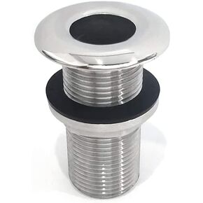 316 Stainless Steel Full Thread Boat Thru-Hull Fitting Drain for 1 inch Interior Diameter Hose