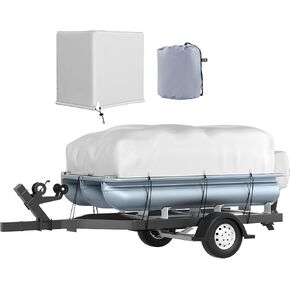 VEVOR Pontoon Boat Cover, Fit for 17'-20' Boat, Heavy Duty 600D Marine Grade Oxford Fabric, UV Resistant Waterproof Trailerable Boat Cover w/ 7 Wind-proof Straps, Gray in Saudi Arabia