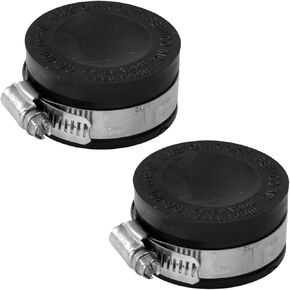 Fernco QC-101 2 Pack 1 1/2-in. Qwik Cap Flexible PVC Pipe Cap with Stainless Steel Clamps, Black