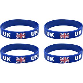 4 Pcs UK Britain Country Flag Rubber Bracelets, National Flag Silicone Bracelet, Rubber Wristbands Patriotic Decorations Gift