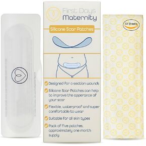 First Days Maternity - Silicone Scar Sheets for C-Section Wounds, Pack of 5 - Improves Caesarean Scar Appearance, Easy-to-Use - Waterproof and Flexible, Suitable for All Skin Types