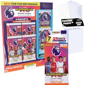 بطاقات بانيني أدرينالين XL للدوري الإنجليزي الممتاز لكرة القدم 2024-2025 Multipack Plus Multiset و100 حافظة حماية للبطاقات in Kuwait