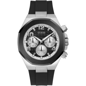 GUESS Men's 46mm Watch - Blue Strap Lime Green Dial Rose Gold Tone Case