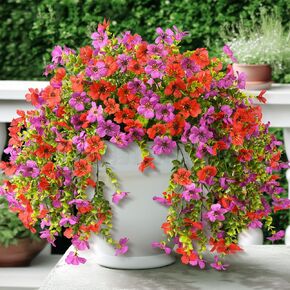 Artificial Hanging Flowers Plants for Outdoor Fall Decoration, 2PCS Faux Silk Daisy UV Resistant Look Real for Outside Home Indoor Planter Porch Window Yard Autumn Decor(Orange Brown)