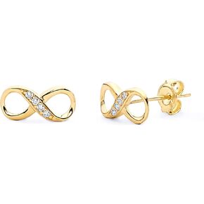14k REAL Yellow or White Gold CZ Infinity Earrings with Push Back (5 x 10 mm)