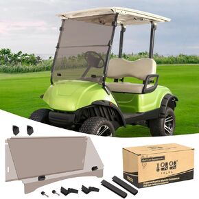 10L0L Tinted Windshield for Yamaha G29/Drive Golf Cart 2007-2016, Foldable and Impact Resistant