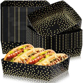 Hushee 50 Pack Graduation Party Supplies 5 lb Teal and Silver Circle Dot Food Nacho Boats Disposable Polka Dot Snack Trays for Birthday Wedding Bridal Shower Supplies