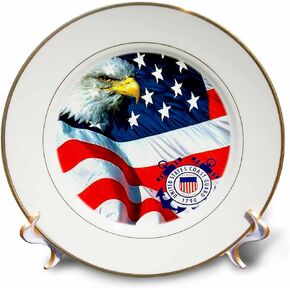 3dRose U.S. Coast Guard 8-Inch Porcelain Plate