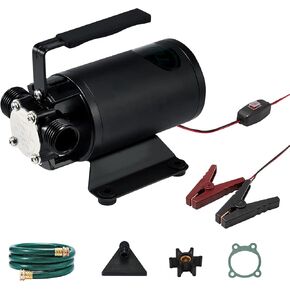 12V Water Transfer Pump 330GPH Self-Priming Pump, Portable Electric Utility Sump Pump with Suction Hose Attachment
