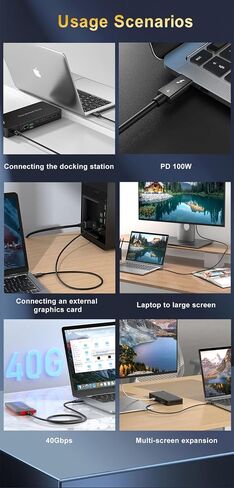 [معتمد من Intel] كابل Thunderbolt 4 بسرعة 40 جيجابت في الثانية، يدعم شحن 100 واط وفيديو 8 كيلو - متوافق تمامًا مع USB4، وUSB C، وUSB 3.2، ومعايير USB الأخرى. (3.3 قدم / 1 م) in Saudi Arabia