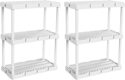 Gracious Living Knect A Shelf Light Duty 3 وحدات تخزين متشابكة للمنزل أو المكتب أو الطابق السفلي أو المرآب، أبيض (عبوتان) in Saudi Arabia