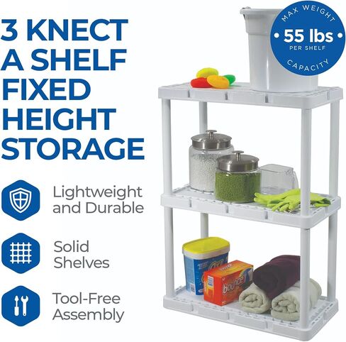 Gracious Living Knect A Shelf Light Duty 3 وحدات تخزين متشابكة للمنزل أو المكتب أو الطابق السفلي أو المرآب، أبيض (عبوتان) in Saudi Arabia