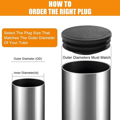4 Pcs Round Plastic Plugs Plastic Fitness Equipment Pipes Tubing Hole Plugs Cover Insert Black End Caps for Round Metal Tube Fences Glide Protection from Chair Legs and Furnitures in Saudi Arabia