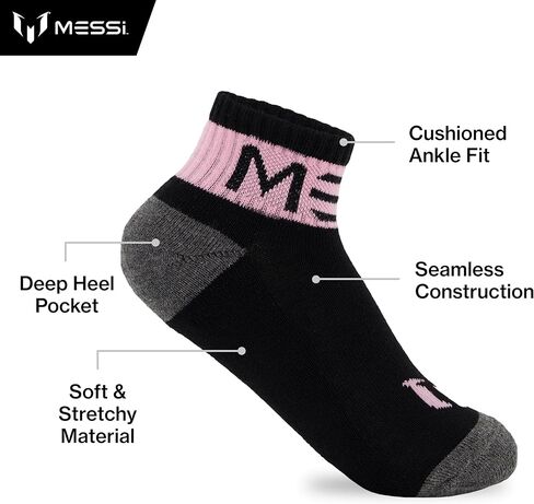 Messi Boys' Lifestyle Ankle, 6-Pack Kids Socks, Soft & Stretchy, Comfortable in Saudi Arabia