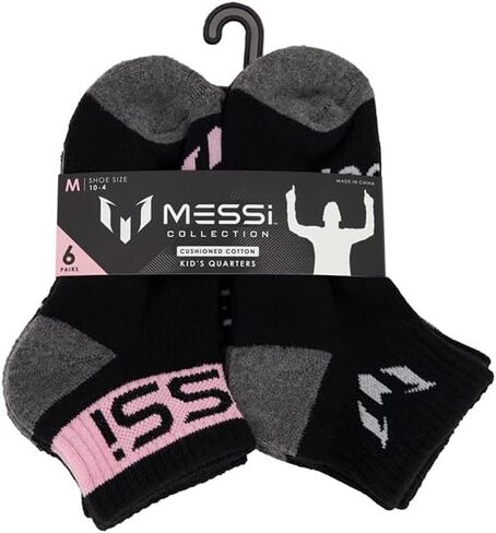 Messi Boys' Lifestyle Ankle, 6-Pack Kids Socks, Soft & Stretchy, Comfortable in Saudi Arabia
