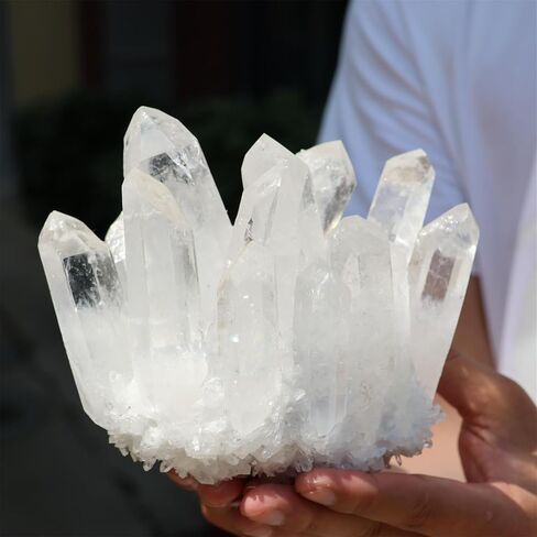 Irregular Shape & Size Natural Gemstones Healing Clear White Rock Quartz Crystal Cluster Mineral Druzy Geode Specimen Home Decor (300~400g) in Saudi Arabia