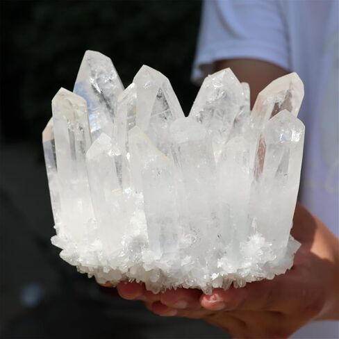 Irregular Shape & Size Natural Gemstones Healing Clear White Rock Quartz Crystal Cluster Mineral Druzy Geode Specimen Home Decor (300~400g) in Saudi Arabia