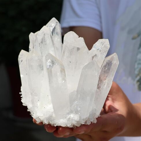 Irregular Shape & Size Natural Gemstones Healing Clear White Rock Quartz Crystal Cluster Mineral Druzy Geode Specimen Home Decor (300~400g) in Saudi Arabia