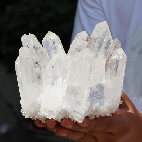 Irregular Shape & Size Natural Gemstones Healing Clear White Rock Quartz Crystal Cluster Mineral Druzy Geode Specimen Home Decor (300~400g) in Saudi Arabia