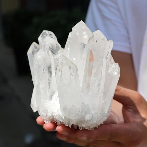 Irregular Shape & Size Natural Gemstones Healing Clear White Rock Quartz Crystal Cluster Mineral Druzy Geode Specimen Home Decor (300~400g) in Saudi Arabia