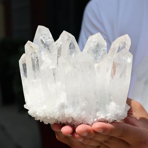 Irregular Shape & Size Natural Gemstones Healing Clear White Rock Quartz Crystal Cluster Mineral Druzy Geode Specimen Home Decor (300~400g) in Saudi Arabia