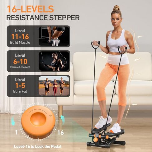 Mini Stepper for Exercise, Steppers for Exercise at Home, Stair Stepper with Resistance Bands, Mini Stepper with 300LBS Loading Capacity for Full Body Workout at Home Office in Saudi Arabia