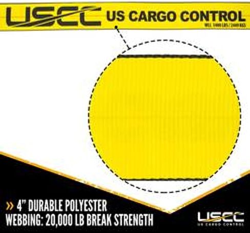 حزام ونش للتحكم في البضائع الأمريكية مقاس 4 بوصات مع خطاف مسطح كبير، بطول 27 قدمًا، حزام ونش مقطورة عالي التحمل لتأمين البضائع الآمنة، نهاية خطاف مسطحة كبيرة لسهولة التثبيت، أصفر in Kuwait