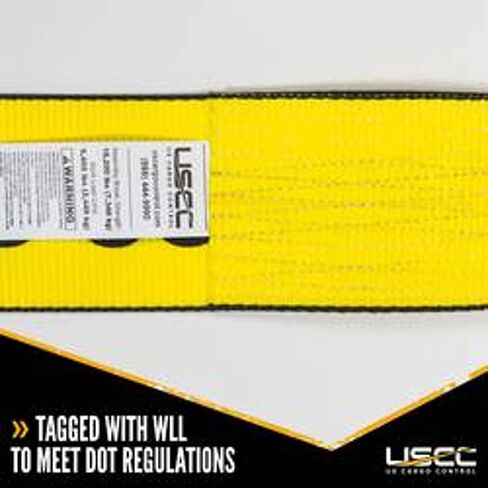حزام ونش للتحكم في البضائع الأمريكية مقاس 4 بوصات مع خطاف مسطح كبير، بطول 27 قدمًا، حزام ونش مقطورة عالي التحمل لتأمين البضائع الآمنة، نهاية خطاف مسطحة كبيرة لسهولة التثبيت، أصفر in Kuwait