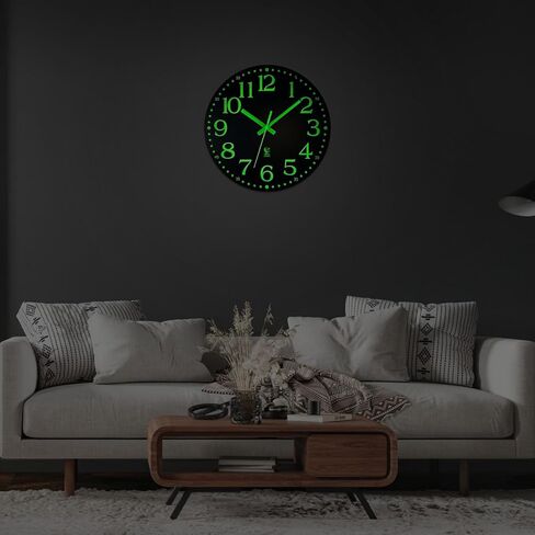 JoFomp ساعة الحائط الذرية تتوهج في الظلام، 12 بوصة ساعات الحائط الخشبية الصامتة تعمل بالبطارية، مجموعات التحكم في راديو الحائط على مدار الساعة الذرية تلقائيًا، تتوهج في ساعات الحائط المظلمة لديكور غرفة المعيشة in Kuwait