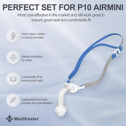 مجموعة موصلات P10 بديلة لـ AirMini، بما في ذلك موصل P10 لـ Airmini وأغطية الرأس المتوافقة مع Airfit P10، ومستلزمات CPAP ذات القيمة الكبيرة من Medihealer (بدون وسادة) in Kuwait