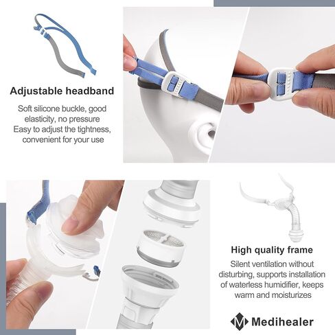 مجموعة موصلات P10 بديلة لـ AirMini، بما في ذلك موصل P10 لـ Airmini وأغطية الرأس المتوافقة مع Airfit P10، ومستلزمات CPAP ذات القيمة الكبيرة من Medihealer (بدون وسادة) in Kuwait