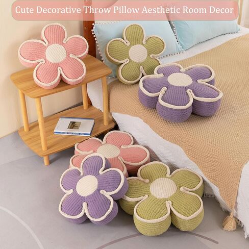 Menoeceus حكيم زهرة خضراء وسادة زهرة على شكل رمي وسادة أرضية وسادة زهرة الزخرفية رمي وسادة لطيف زهرة وسادة الجلوس للأريكة كرسي السرير (الأخضر، 15.7 ") in Kuwait