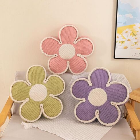 Menoeceus حكيم زهرة خضراء وسادة زهرة على شكل رمي وسادة أرضية وسادة زهرة الزخرفية رمي وسادة لطيف زهرة وسادة الجلوس للأريكة كرسي السرير (الأخضر، 15.7 ") in Kuwait