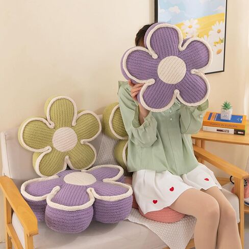 Menoeceus حكيم زهرة خضراء وسادة زهرة على شكل رمي وسادة أرضية وسادة زهرة الزخرفية رمي وسادة لطيف زهرة وسادة الجلوس للأريكة كرسي السرير (الأخضر، 15.7 ") in Kuwait