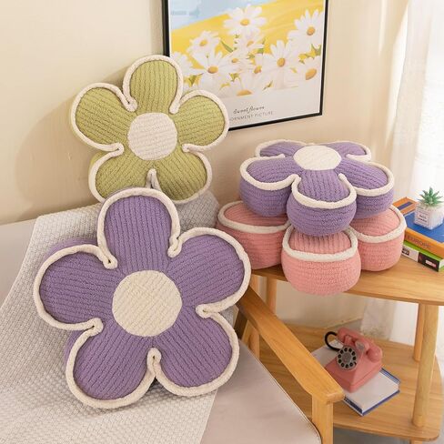 Menoeceus حكيم زهرة خضراء وسادة زهرة على شكل رمي وسادة أرضية وسادة زهرة الزخرفية رمي وسادة لطيف زهرة وسادة الجلوس للأريكة كرسي السرير (الأخضر، 15.7 ") in Kuwait