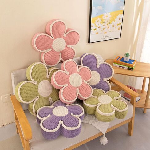 Menoeceus حكيم زهرة خضراء وسادة زهرة على شكل رمي وسادة أرضية وسادة زهرة الزخرفية رمي وسادة لطيف زهرة وسادة الجلوس للأريكة كرسي السرير (الأخضر، 15.7 ") in Kuwait