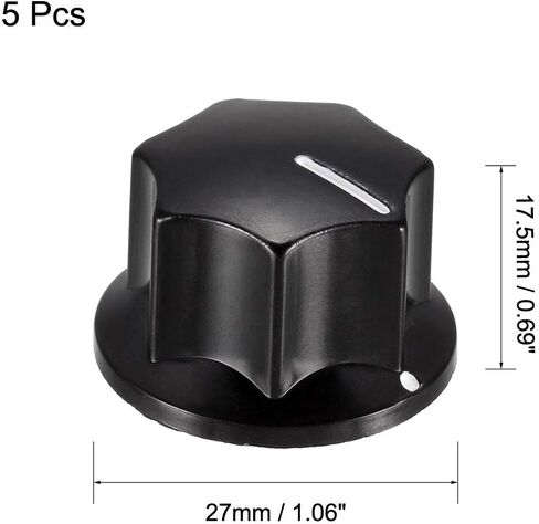 uxcell 5Pcs Speaker Control Knob Power Amplifier Knob 27mm Dia. Rotary Knobs for 6mm Dia. Shaft Potentiometer in Saudi Arabia