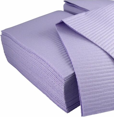 Disposable Dental Patient Bibs, 3 Layer 50 Pack Paper Towel Bibs 13"x18" with Poly Back, Tattoo, Dental, Medical, Nail Tray or Table Covers (Green) in Saudi Arabia