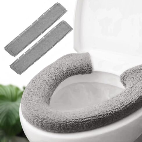 2pcs Toilet-seat cushion Warmer Cover – Toilet seat cover Pads plush warm thick Bathroom Warmer 2pcs Gray in Saudi Arabia